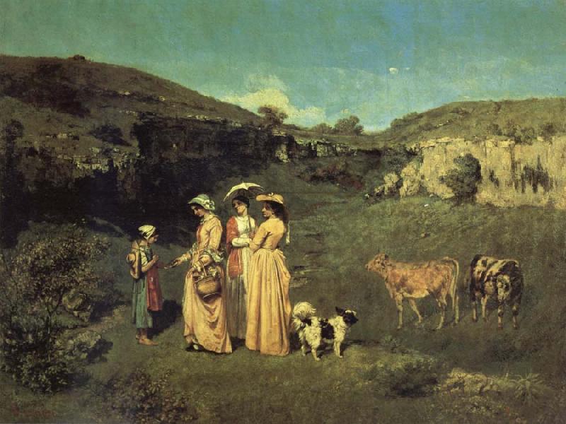 Gustave Courbet Les Demoiselles de Village Spain oil painting art